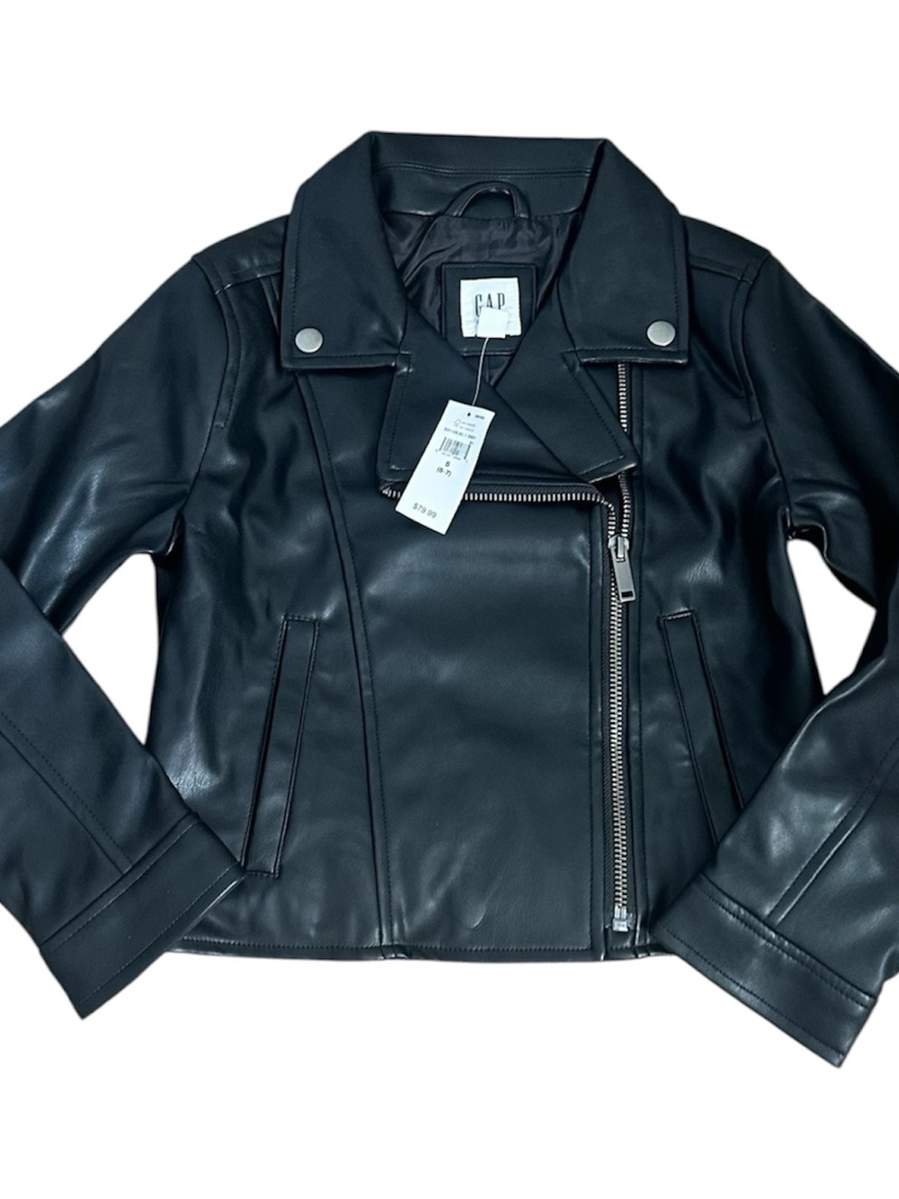 GAP Black Faux Leather Asymmetrical Moto Jacket
